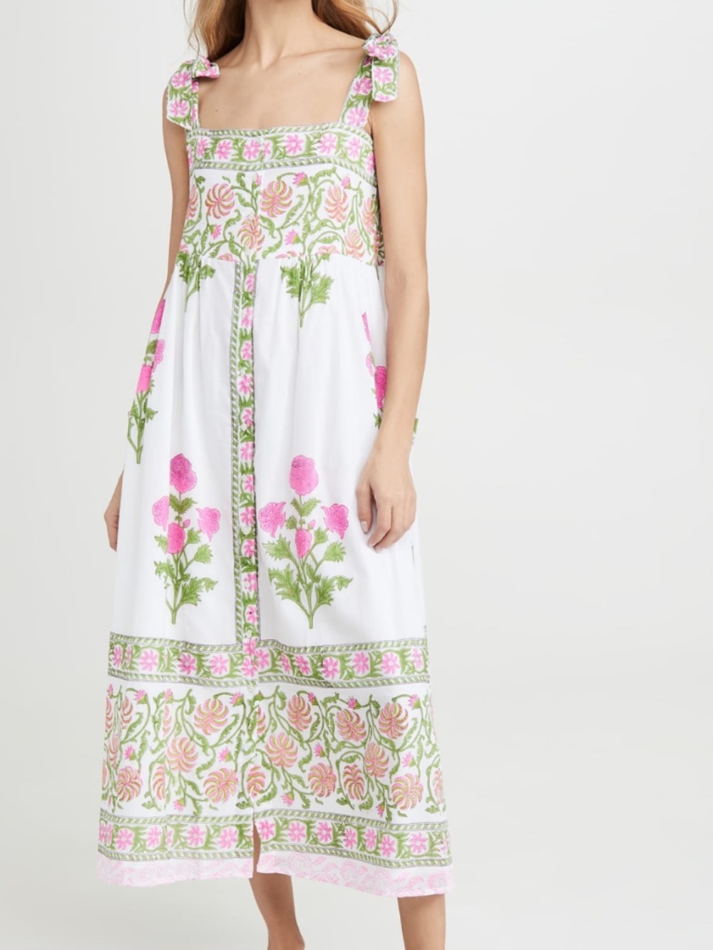 Juliet Dunn White Pink Green Floral Dress